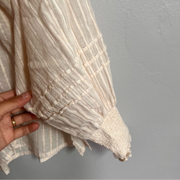 Cleobella Ari Blouse Peasant Top in Ivory with Gold sparkle S - Picture 7 of 9